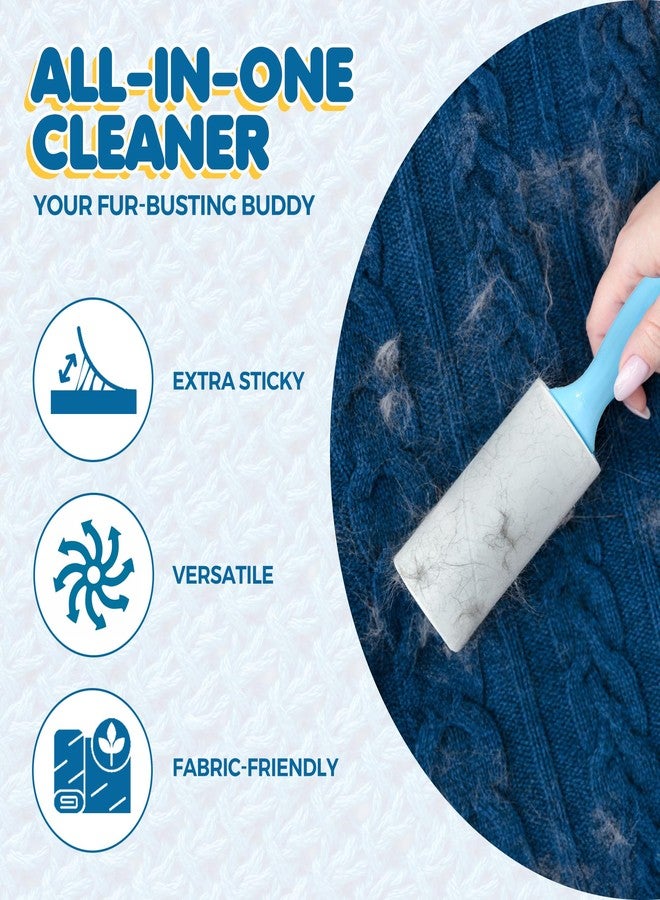 SunGrow Pet Lint Rollers for Dogs and Cats, Extra Sticky Adhesive, 2 Portable Fur/Hair Animal Hair Lifter for Clothes, Furniture, Carpet, Easy to Tear Dust Cleaner Brush, Blue Handle, 8” x 2” - Image 3