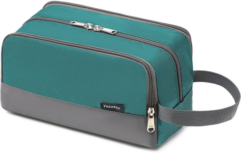 Yeiotsy Travel Toiletry Bag for Men - Ultra-thin Dopp Kit with Mesh Pockets, Compact Shaving Organizer for Gym/Camping/Hiking (Emerald Green) - Image 1