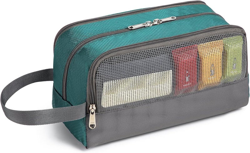 Yeiotsy Travel Toiletry Bag for Men - Ultra-thin Dopp Kit with Mesh Pockets, Compact Shaving Organizer for Gym/Camping/Hiking (Emerald Green) - Image 3