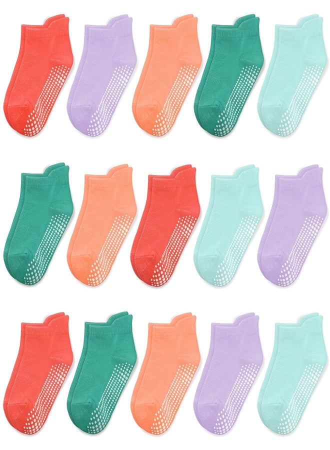 HYCLES 15 Pairs Toddler Socks, Kids Non Slip Socks for 1-3T Anti Skid Ankle Sock for Baby Boys Girls - Image 1