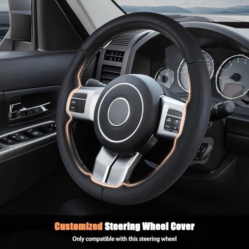 Aimato Customized Steering Wheel Cover for Jeep Wrangler (JK) 2012-2018/Patriot 2011-2017/Grand Cherokee 2011-2013/Compass 2011-2016/Liberty 2011-2012 - Image 2