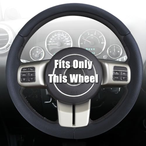 Aimato Customized Steering Wheel Cover for Jeep Wrangler (JK) 2012-2018/Patriot 2011-2017/Grand Cherokee 2011-2013/Compass 2011-2016/Liberty 2011-2012 - Image 1