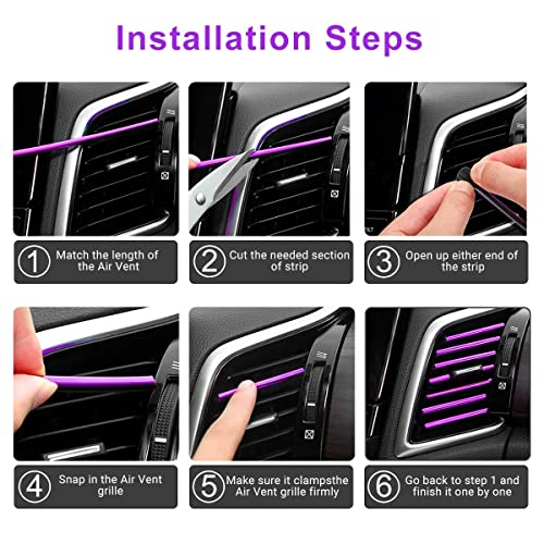 OBVIS 20 Pcs Purple Car Vent Outlet Trim Strip Chrome PVC Car Air Conditioner Vent Outlet Decoration Decorating Strip Interior Accessories DIY - Image 5