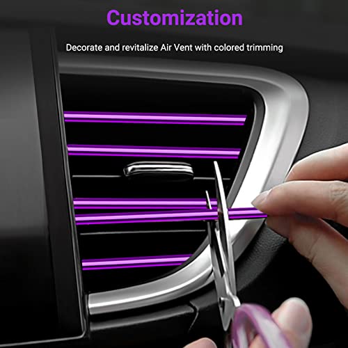 OBVIS 20 Pcs Purple Car Vent Outlet Trim Strip Chrome PVC Car Air Conditioner Vent Outlet Decoration Decorating Strip Interior Accessories DIY - Image 3