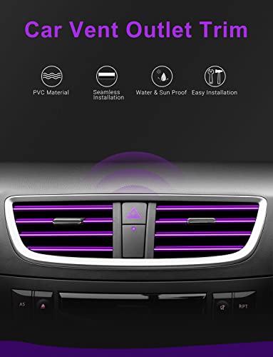 OBVIS 20 Pcs Purple Car Vent Outlet Trim Strip Chrome PVC Car Air Conditioner Vent Outlet Decoration Decorating Strip Interior Accessories DIY - Image 2