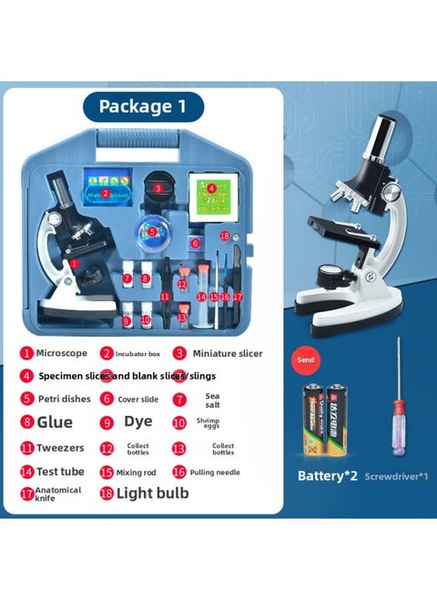 Children's Microscope 1200 Times Household Portable Primary School Students Junior High School Students Biological Specimen Professional Scientific Experiment Set-Color:Alloy Microscope For Primary And Secondary Schools (send A Full Set Of Toolbox)