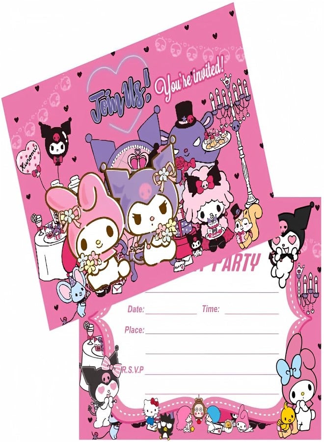 SUTRADHAR 24pcs kuromi and melody Birthday Invitations,kuromi and melody Party Invitations Birthday Party Supplies Decoration (Invitations24) - Image 1