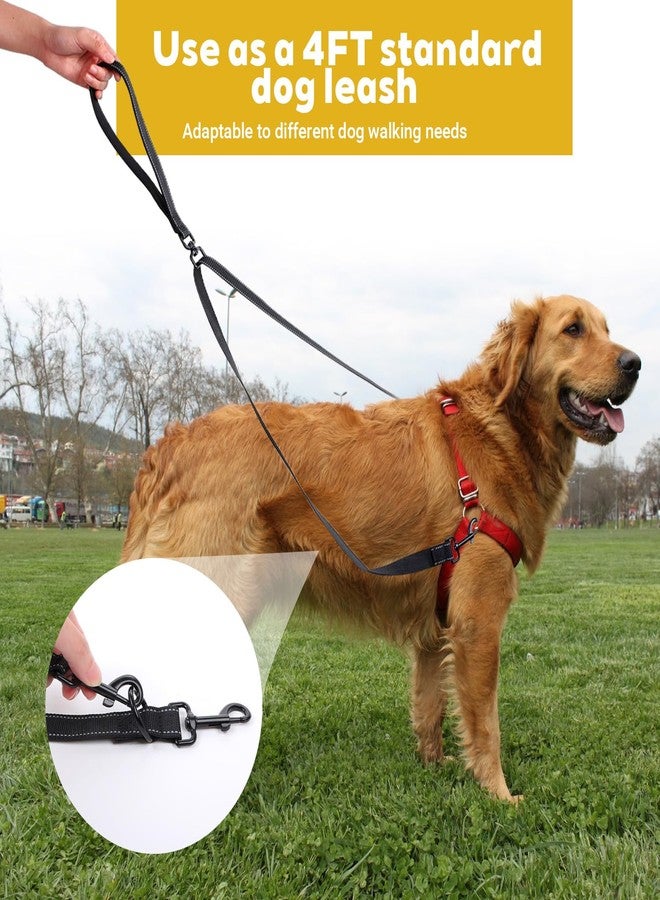 Telooco Two Point Control Dog Leash, Reflective Double Leash for No Pull Harness with Soft Handle No Tangle 4ft Dog Leashes Converts to Single Training Leashes for Medium Large Dogs (Black) - Image 4