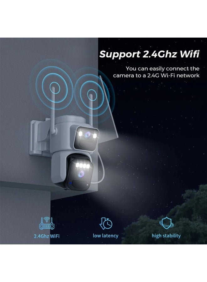 O Ozone Outdoor WiFi Security Camera- Battery & Solar Powered, 2.5K Dual Lens, PTZ 355° Rotation, Color Night Vision, Two-Way Audio, Human Motion Detection - Image 2