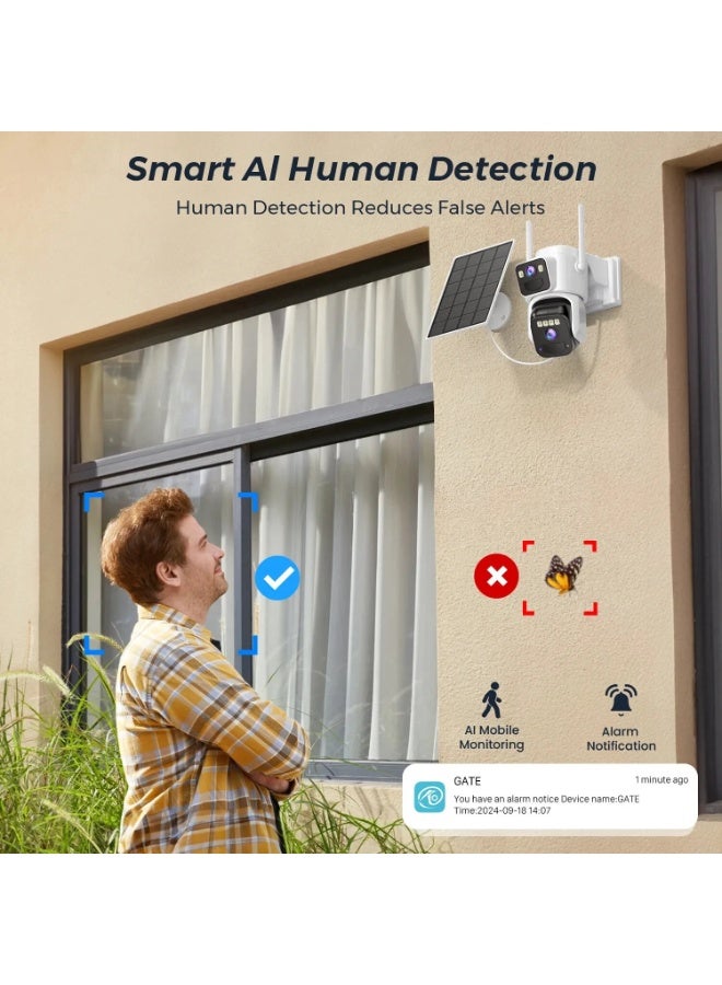 O Ozone Outdoor WiFi Security Camera- Battery & Solar Powered, 2.5K Dual Lens, PTZ 355° Rotation, Color Night Vision, Two-Way Audio, Human Motion Detection - Image 4