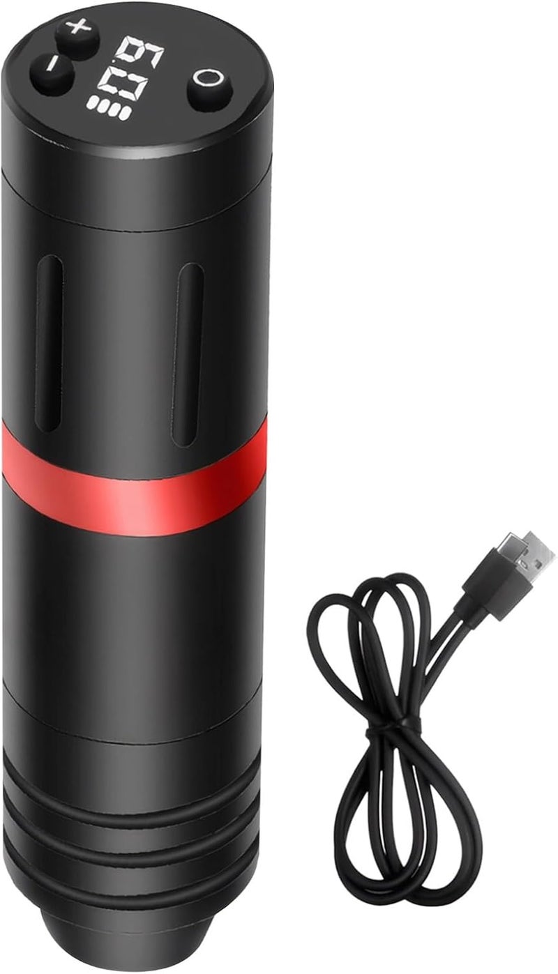 Tattoo Pen Machine Wireless with 4.0 Mm Stroke, Digital Display, 5-12V Adjustable, Coreless Motor, Rechargeable, Includes Cable - Image 1