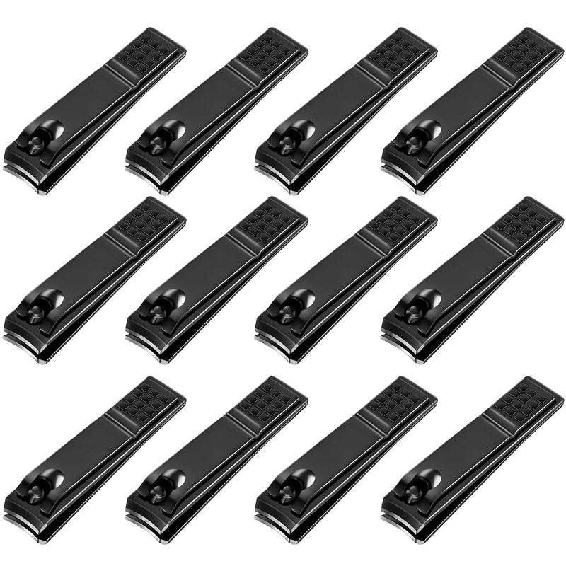 Yaomiao 12 Pieces Nail Clipper Set Stainless Steel Nail Cutter Fingernails and Toenail Clipper Cutter for Women Men Black