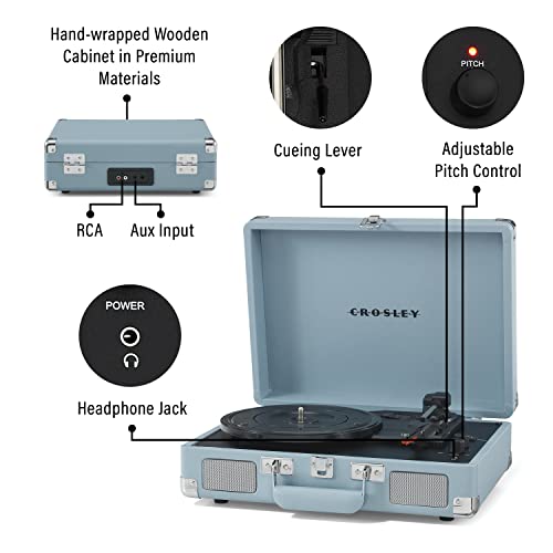 Crosley كروسلي CR8005F-TN كروزر بلس فنتيج 3 سرعات بلوتوث في/خارج حقيبة مشغل أسطوانات الفينيل، تورمالين - Image 3