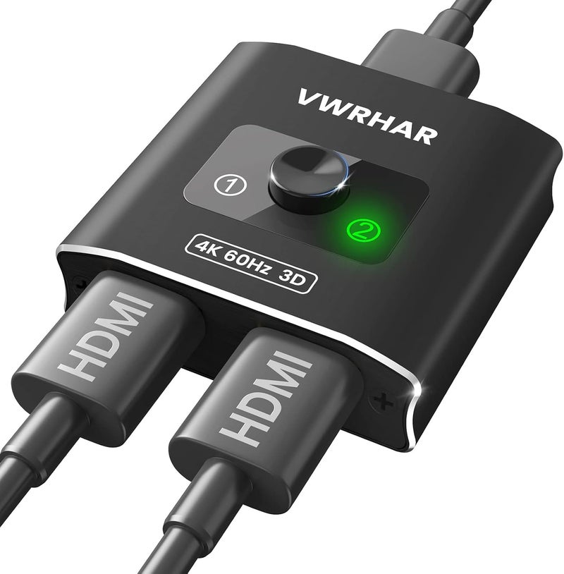 موزع ومحول HDMI 4K@60Hz، محول HDMI 2.0 ألومنيوم 2 في 1 إخراج، موزع HDMI 1 في 2 إخراج، محول ثنائي الاتجاه يدعم 4K 3D HDR لـ Xbox PS5/4/3 مشغل Blu-Ray Fire Stick Roku تلفزيون عالي الدقة - Image 1