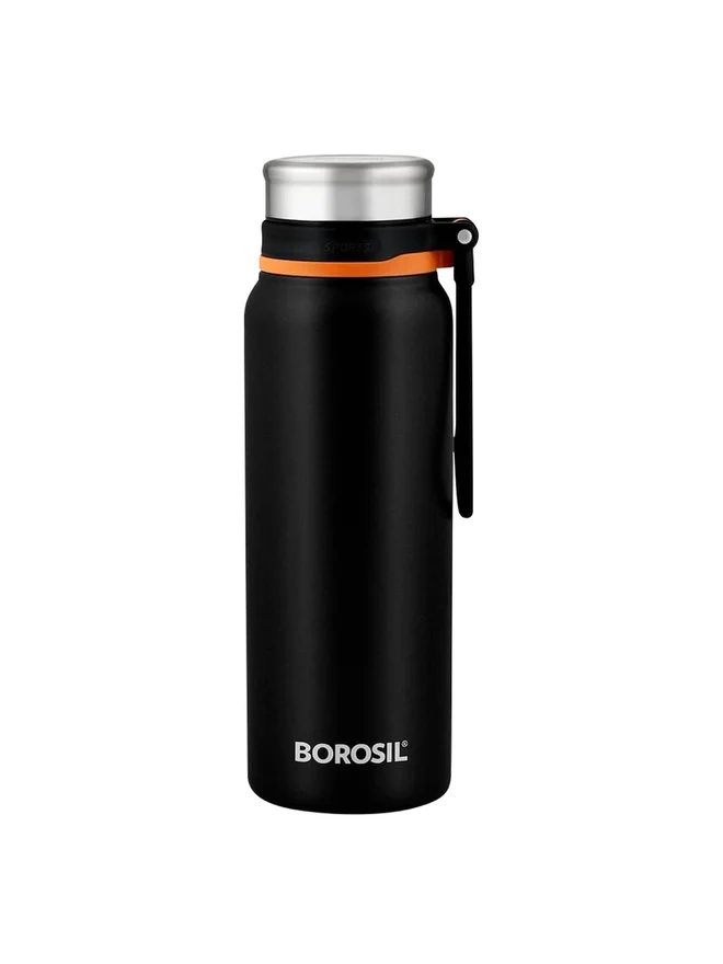 بوروسيل زجاجة مياه فاكيوم أكوافيت سوداء ٨٣٠ مل
