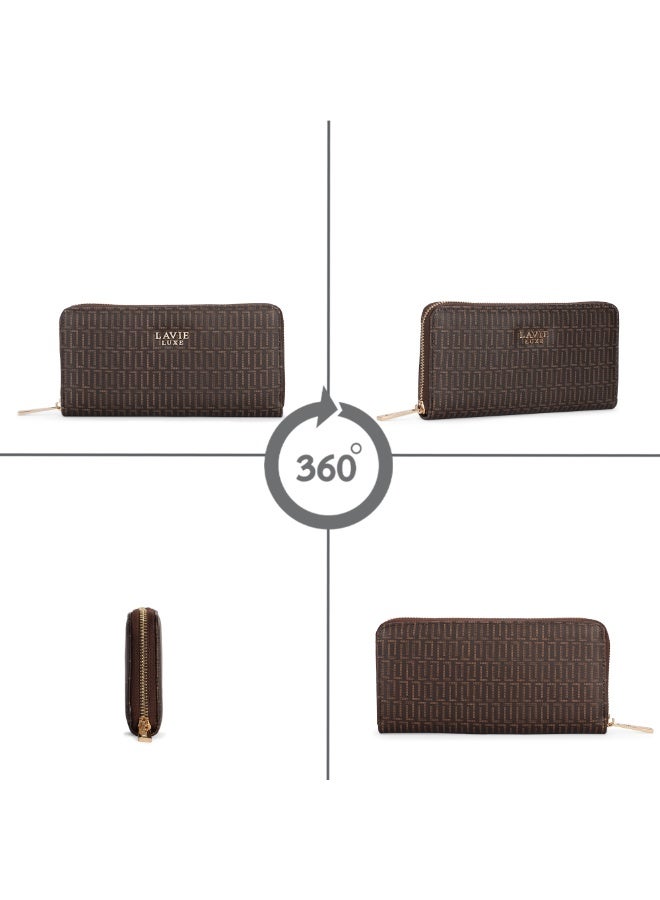 Lavie Luxe Women's Mono Sacy25 Long zip around wallet (Choco) - Image 4