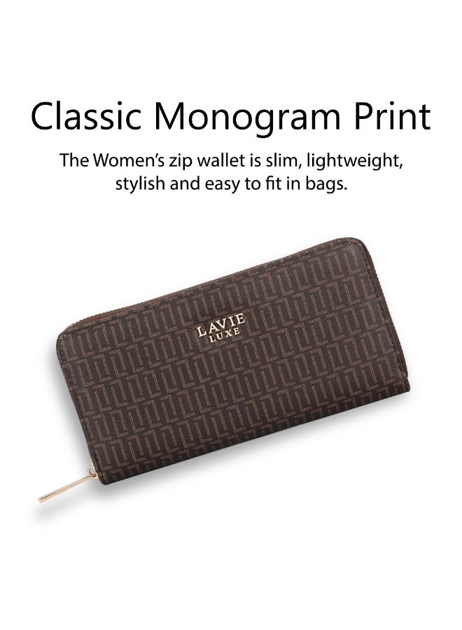 Lavie Luxe Women's Mono Sacy25 Long zip around wallet (Choco) - Image 5