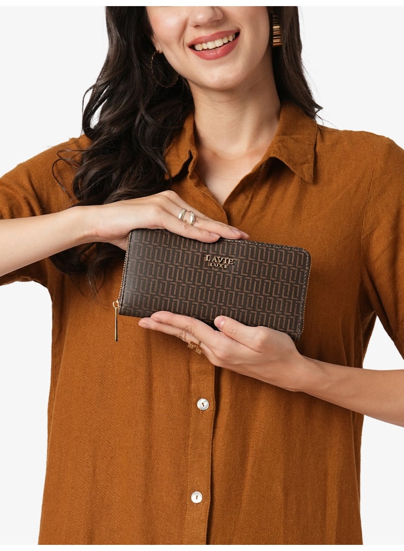 Lavie Luxe Women's Mono Sacy25 Long zip around wallet (Choco) - Image 2