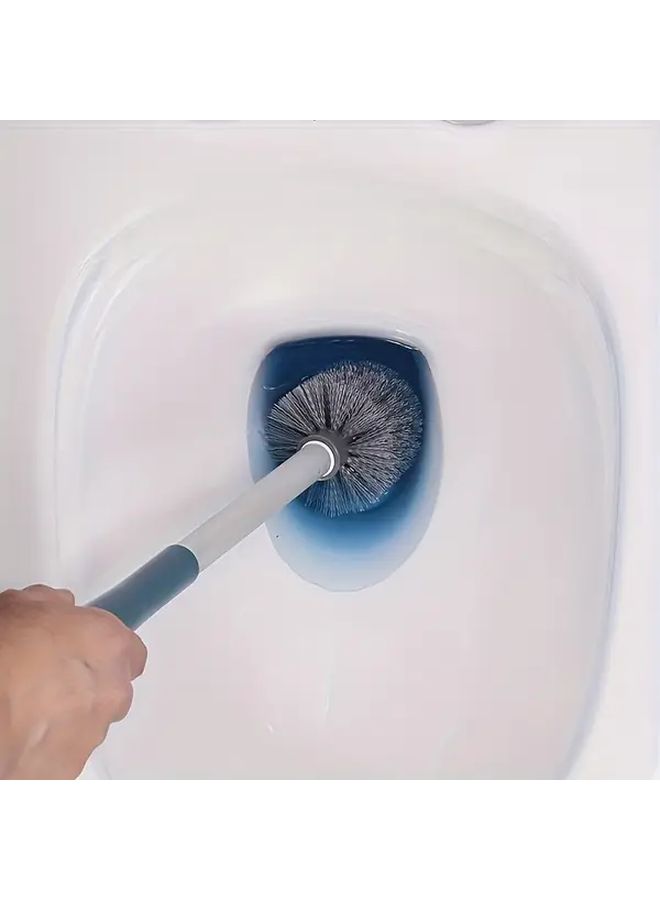 فرشاة مرحاض بيضاء مثبتة على الحائط بمقبض طويل مع فرشاة زاوية وحامل - Image 2