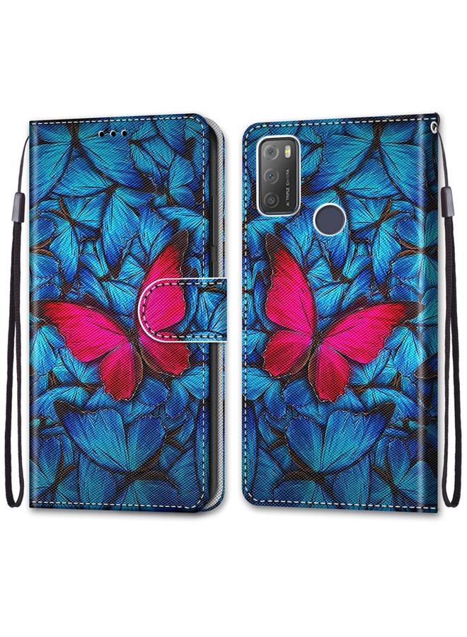 S-TOP Case For Alcatel 3L 2021 Coloured Drawing Cross Texture Horizontal Flip PU Leather Case with Holder & Card Slots & Wallet & Lanyard - Image 2