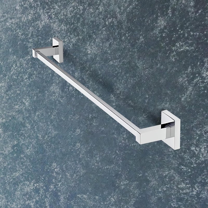 iBELL 60 cm (24-Inch) Towel Rod | Towel Rack for Bathroom | Towel Bar | Towel Hanger | Towel Stand | Bathroom Accessories - Square Design (Chrome Finish) - Image 1
