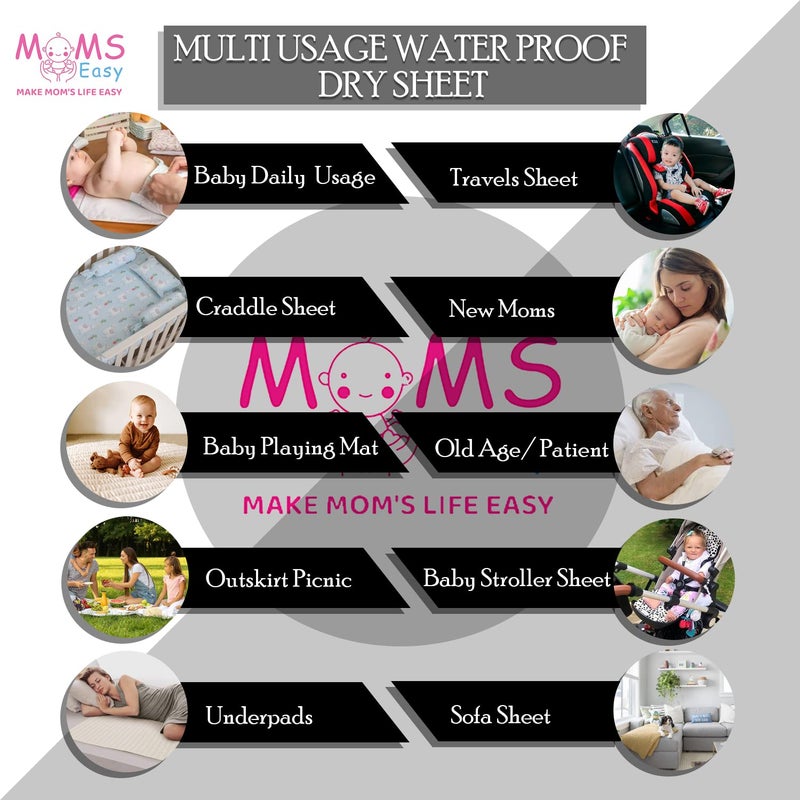 MOMSEASY New Born Baby Dry Waterproof Mat Baby Mattress Protector Waterproof Water Proof Urine Mat for Bed and Baby Products Plum Medium 100x70 cm