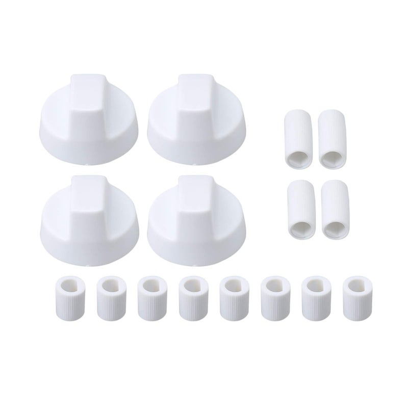 RDEXP Plastic White Generic Design Stove/Oven Control Replacement Knob With 12 Adapters Pack of 4