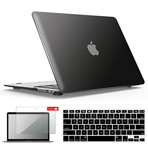 IBENZER Compatible with Old Version MacBook Air 13 Inch Case (2017-2010 Release), Models: A1466/A1369, Plastic Hard Shell Case with Keyboard & Screen Cover for Mac Air 13, Black, A13BK+2 - Image 1