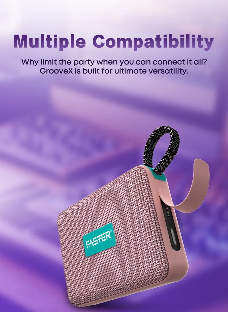 فاستر مكبر صوت بلوتوث محمول من GrooveX مع أضواء ملونة - مكبر صوت صغير للحفلات مع صوت ستيريو، صوت عالي الدقة 5 وات، وقت تشغيل 20 ساعة، بلوتوث 5.4، دعم TF/USB/AUX، مكبر صوت جيب مقاوم للماء IPX7 - للمنزل والخارج والسفر والأطفال (أزرق) - Image 5