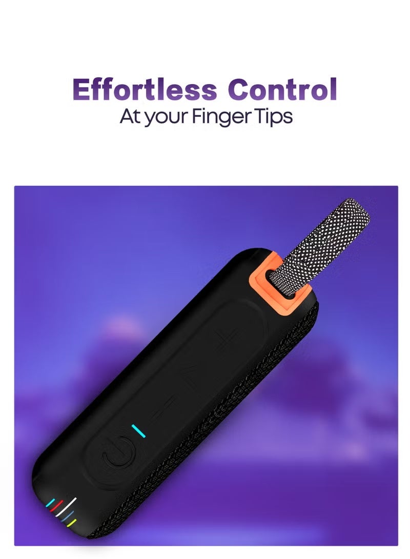 فاستر مكبر صوت بلوتوث محمول من GrooveX مع أضواء ملونة - مكبر صوت صغير للحفلات مع صوت ستيريو، صوت عالي الدقة 5 وات، وقت تشغيل 20 ساعة، بلوتوث 5.4، دعم TF/USB/AUX، مكبر صوت جيب مقاوم للماء IPX7 - للمنزل والخارج والسفر والأطفال (أزرق) - Image 3