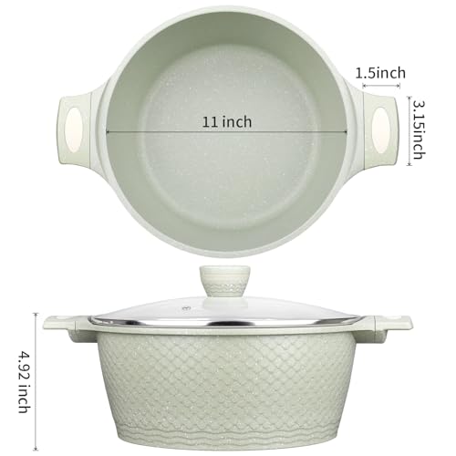 Xuanying Nonstick Stock Pot with Lid 6.6QT, Large Soup Pot & Pasta Pot - Healthy Non-Toxic Granite Coating 100% PFOA/PFAS Free-Induction Compatible All Stoves - Cool-Touch Handles - Image 2