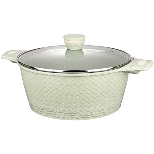 Xuanying Nonstick Stock Pot with Lid 6.6QT, Large Soup Pot & Pasta Pot - Healthy Non-Toxic Granite Coating 100% PFOA/PFAS Free-Induction Compatible All Stoves - Cool-Touch Handles - Image 1