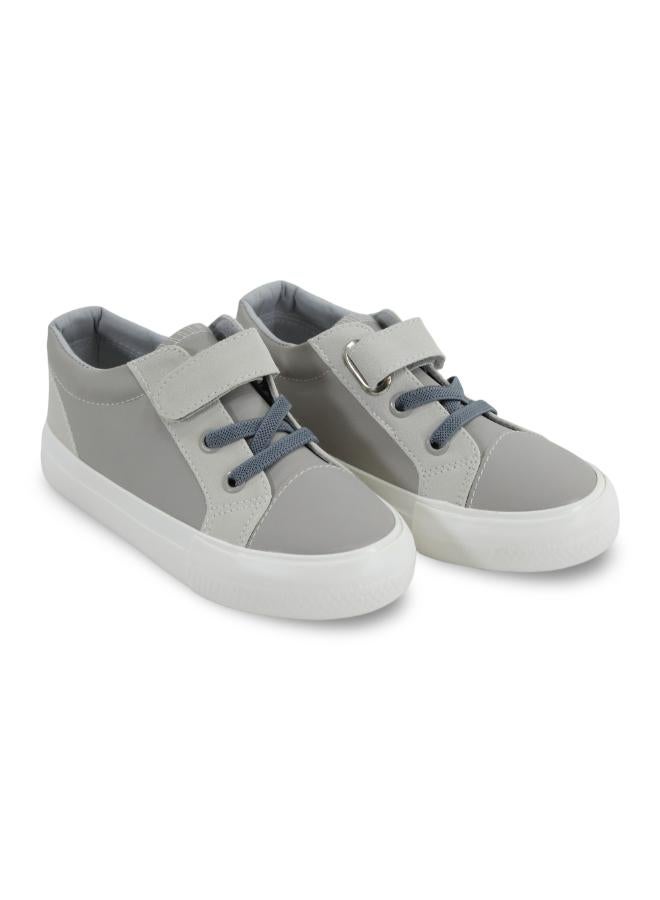 Unisex Baby Leather Sneakers – Grey - Image 1
