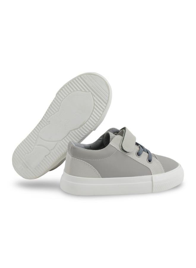Unisex Baby Leather Sneakers – Grey - Image 3