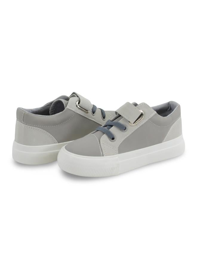 Unisex Baby Leather Sneakers – Grey - Image 2