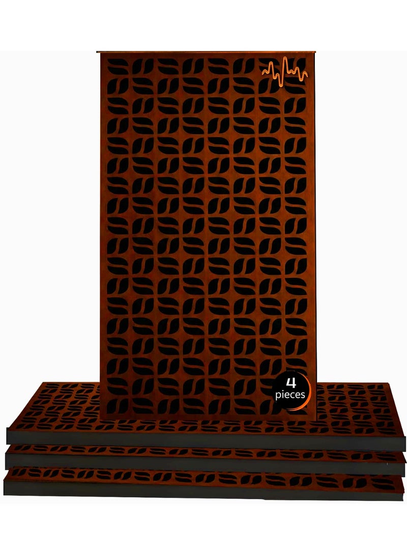 Acoustic Motion Acoustic diffuser panels 25x50x5.5 cm FLORIX design with Self-Adhesive,Sound Proof,Diffusion Panels for Home,Studio,Office,Wall art Foam+wood Boards For Acoustic Room Treatment,Brown,4 pieces - Image 1