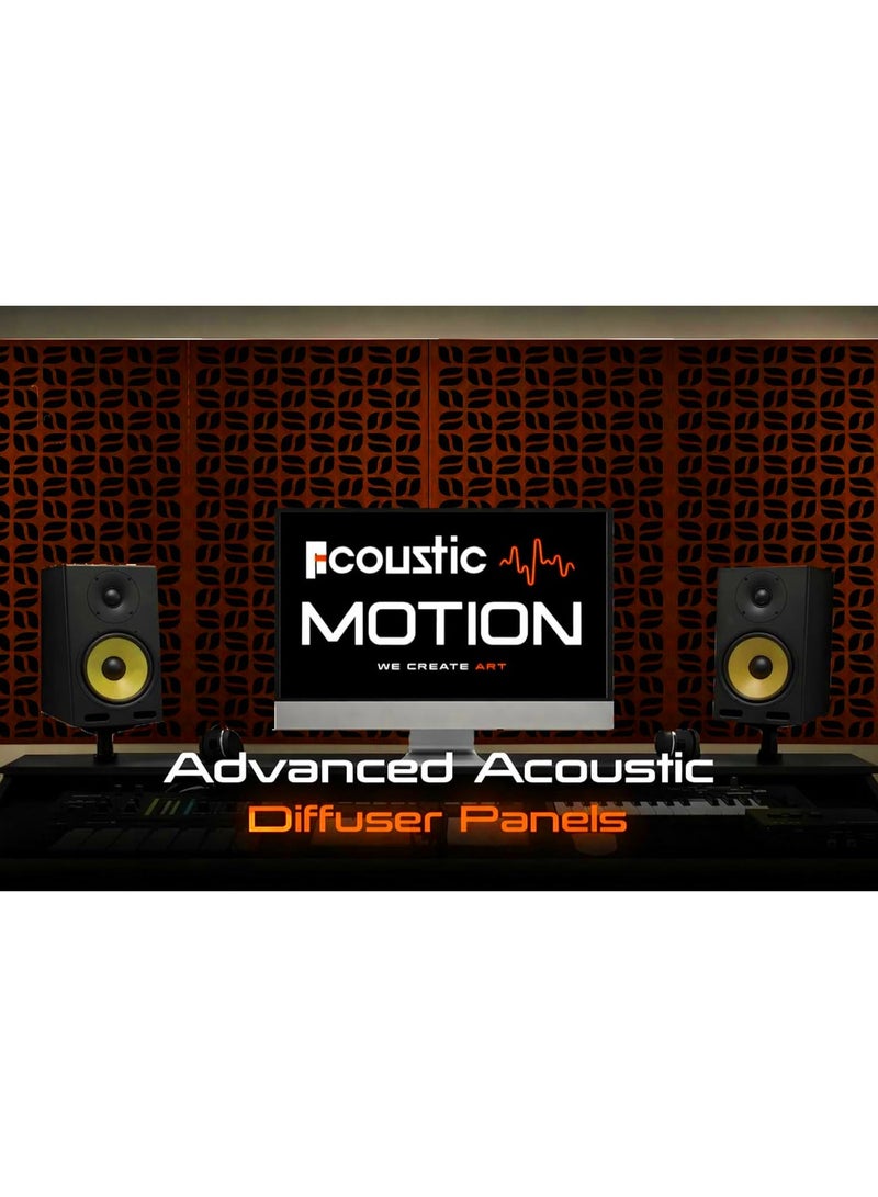 Acoustic Motion Acoustic diffuser panels 25x50x5.5 cm FLORIX design with Self-Adhesive,Sound Proof,Diffusion Panels for Home,Studio,Office,Wall art Foam+wood Boards For Acoustic Room Treatment,Brown,4 pieces - Image 3