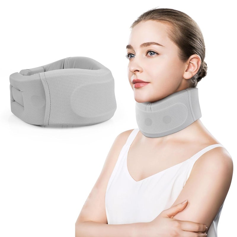 RESTCLOUD Neck Brace for Neck Pain and Support, Neck Support Brace, Adjustable Cervical Collar, Gray, 3" Tall, 19.5" Long - Image 1