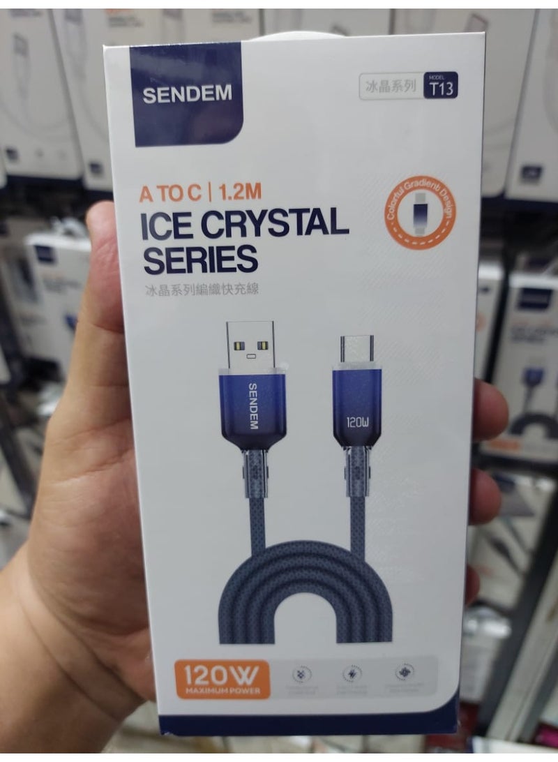 سيندم كابل شحن سريع بقوة 120 واط –  بطول 1.2 متر - متوافق معType-C - Image 2