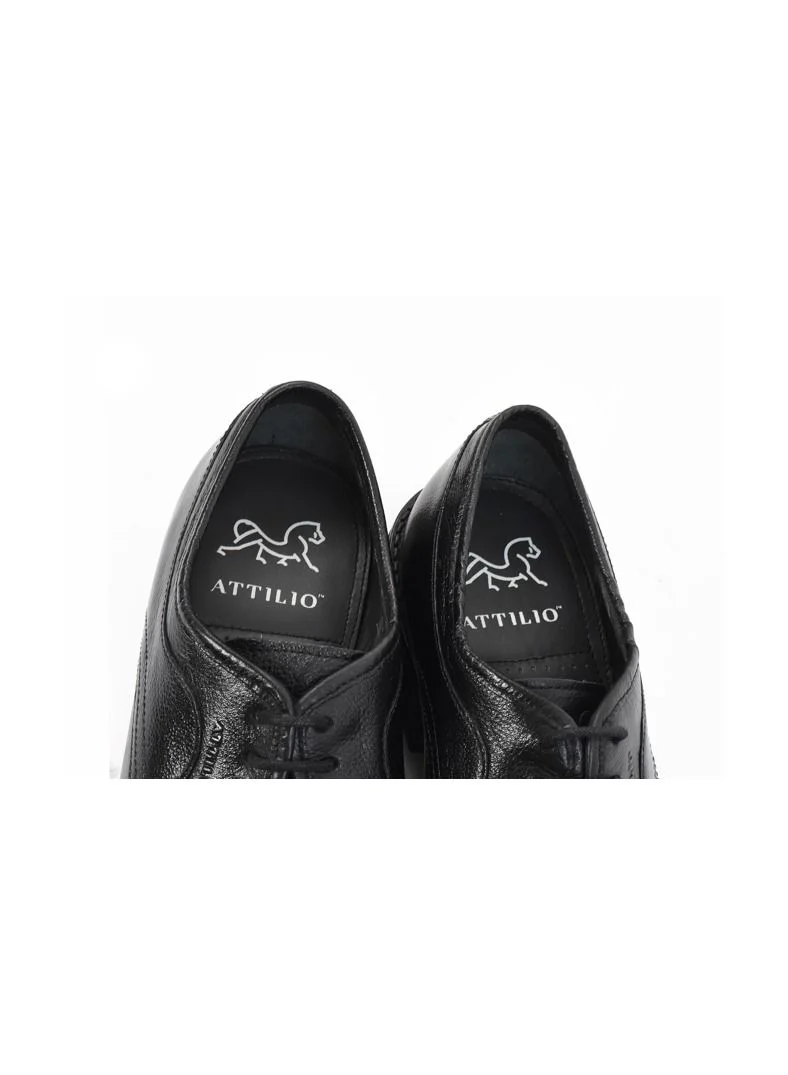 ATTILIO Mens Riox  Oxford Derby Lace up Comfort Black Leather Work Office Formal Comfort Gel Flexilogy Technology Occasion Party Casual Wear Italian Design Anti Skid Padded Insole Trendy Premium Shoes