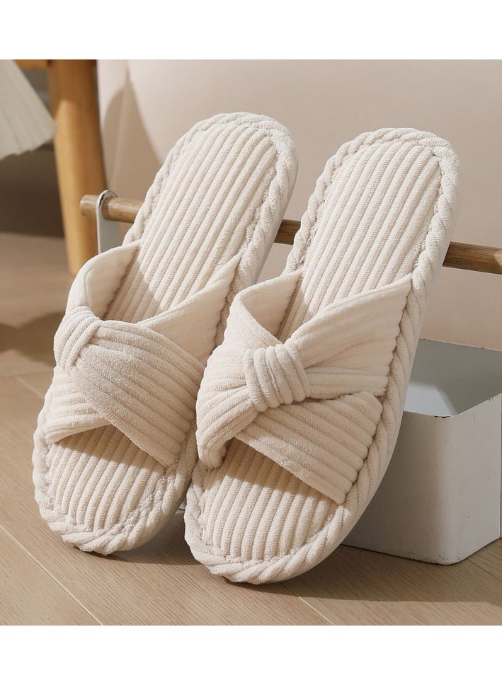 New Style Women Corduroy Cross Design Cotton Slippers Autumn and Winter Indoor Home Winter Warm Slippers