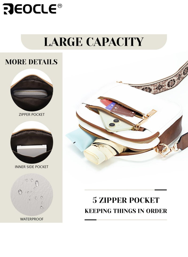 ريوكل حقيبة كروس بودي ساحة عصرية للنساء سعة كبيرة حقيبة كتف كاجوال متعددة الاستخدامات PU مع أربع فتحات للبطاقات وحزام قابل للتعديل مثالي للتسوق غير الرسمي للسفر ومطابقة الملابس - Image 3