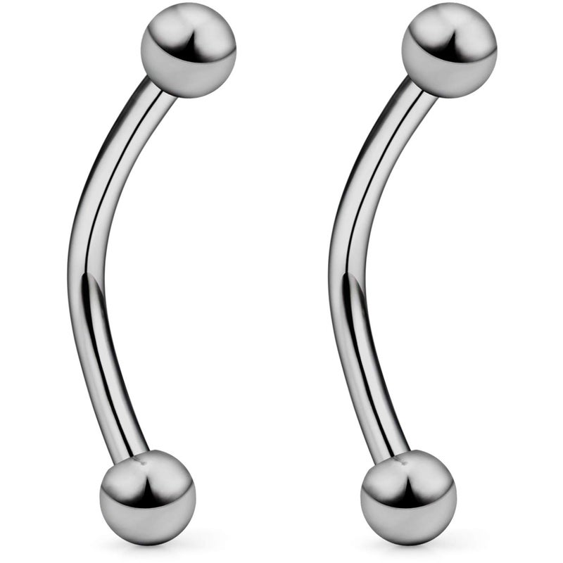 SCERRING 2PCS 14G G23 Titanium Curved Eyebrow Barbell Tragus Helix Ear Belly Lip Ring Body Piercing Jewelry 10mm