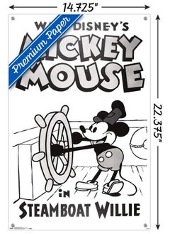 Trends International Disney Mickey Mouse Steamboat Willie Wall Poster With Push Pins  - Image 3