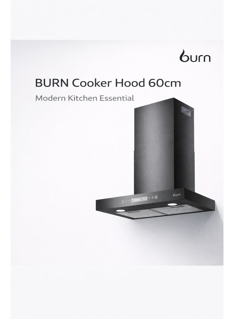 BURN T-Shape Cooker Hood 60cm Stainless Steel 430 Black – 650 m³/h Suction, Touch & Gesture Control, Energy Saving LED Light - Image 5