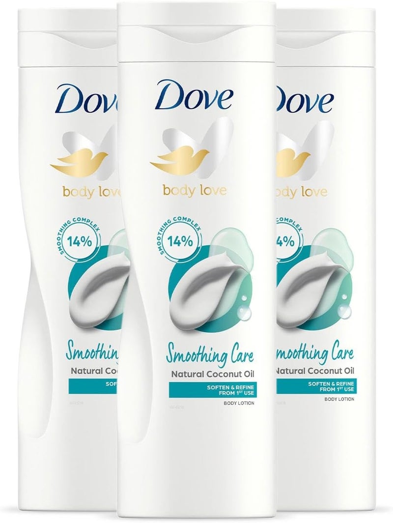 3 عبوات لوشن الجسم دوف أسرار التغذية طقوس الاستعادة لجميع أنواع البشرة للحصول على بشرة ناعمة للغاية 400 مل