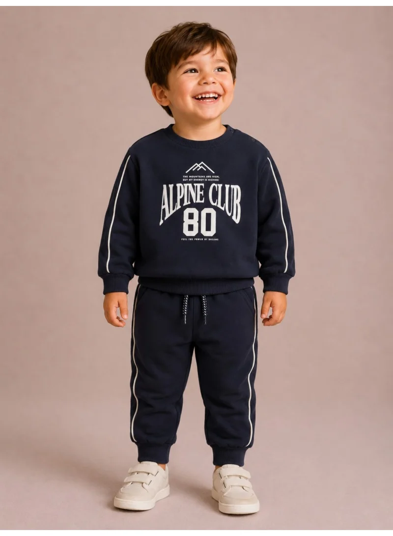 Dirkje Boys 2PCS "Alpine Club 80" Print Sweatshirt & Jogger Pants Set