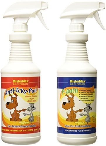 Mister Max Anti Icky Poo Enzyme Cleaner Spray Combo - Pet Urine Odor Remover & Tough Stain Remover with P-Bath (Urine Pre-Treat Conditioner) - Image 1