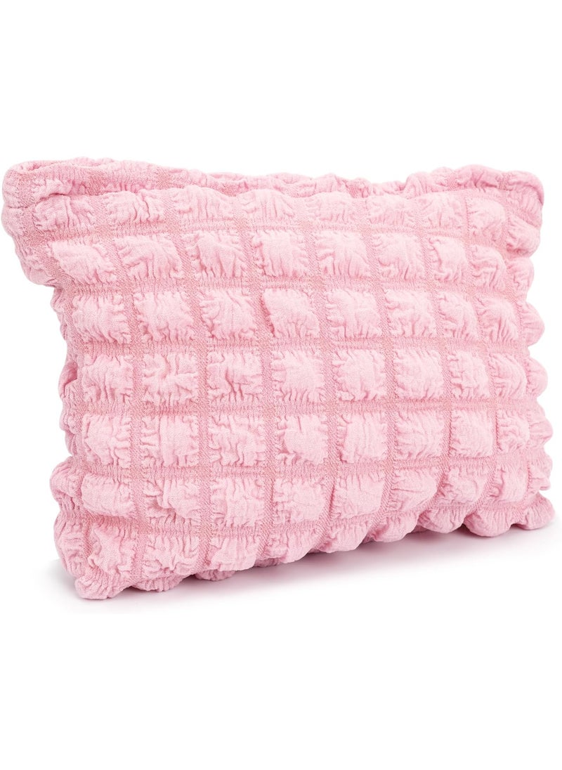 during - DuringCo Bubble Checkered Makeup Bag for Women Large Capacity Cosmetic Bag Zipper Makeup Pouch for Purse Organizer Bags Aesthetic Travel Cute Toiletry Bag Travel Essential(Pink) - Image 1