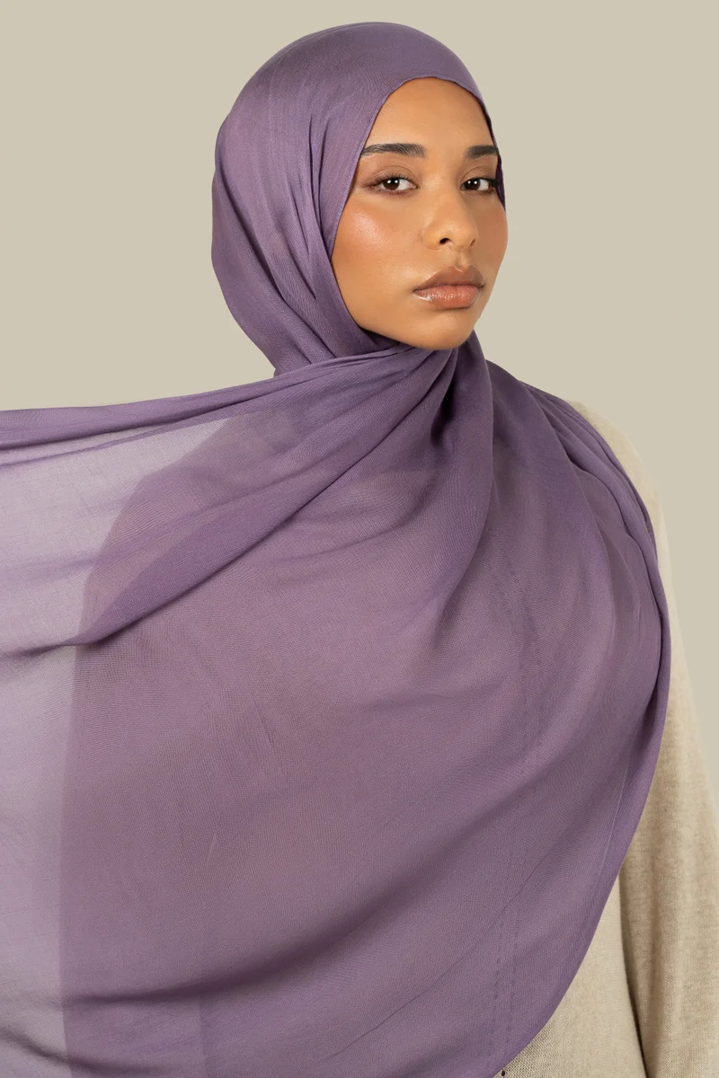 silqrose  Matte Cobalt Purple Tight Weave Hijab - Regular for Women | Best Price UAE